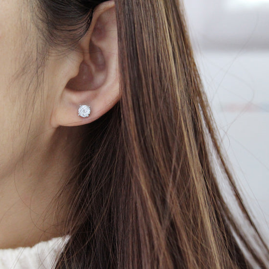 LAB GROWN 1/4 - 1 Cttw Diamond Round Grand Cluster Stud Earrings jewelry