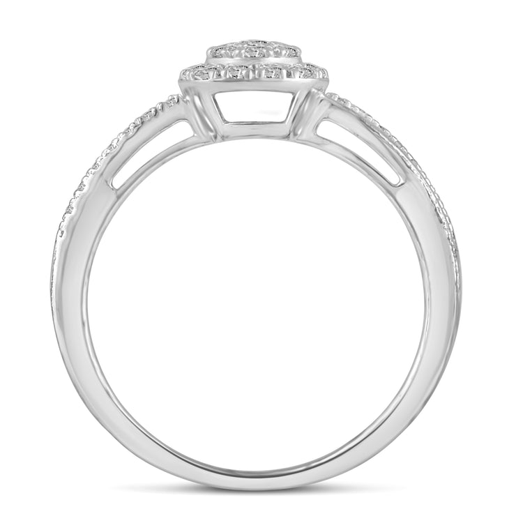 1/4ctw Diamond Cushion Halo Ring in 925 Sterling Silver Fifth and Fine jewelry