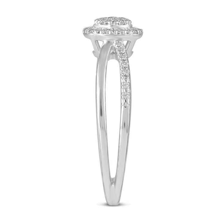 1/4ctw Diamond Cushion Halo Ring in 925 Sterling Silver Fifth and Fine jewelry
