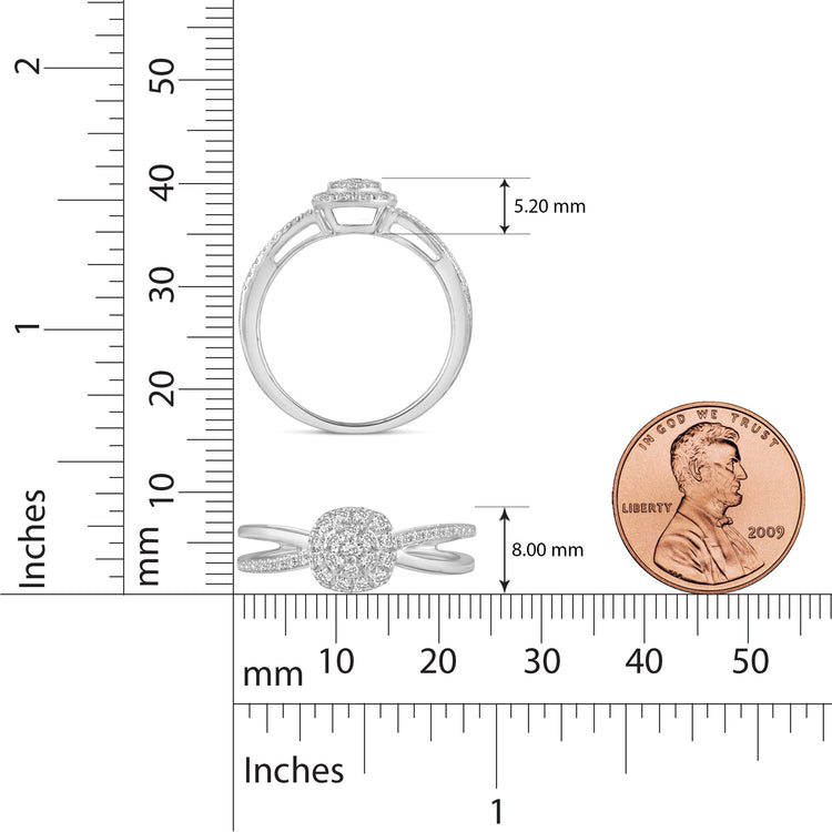 1/4ctw Diamond Cushion Halo Ring in 925 Sterling Silver Fifth and Fine jewelry