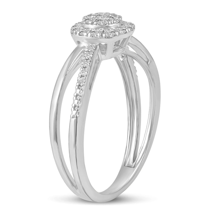 1/4ctw Diamond Cushion Halo Ring in 925 Sterling Silver Fifth and Fine jewelry