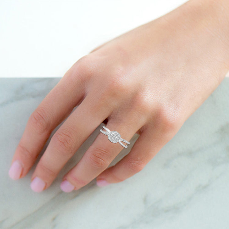 1/4ctw Diamond Cushion Halo Ring in 925 Sterling Silver Fifth and Fine jewelry