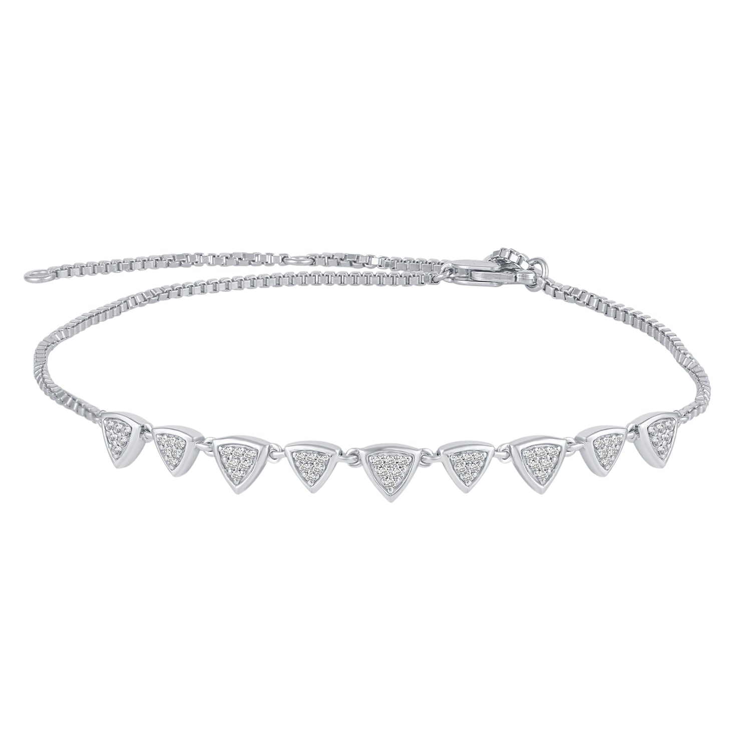 1/4 Cttw Diamond Triangle Anklet in 925 Sterling Silver
