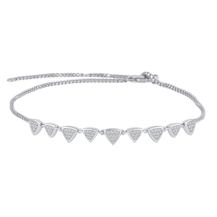 1/4 Cttw Diamond Triangle Anklet in 925 Sterling Silver