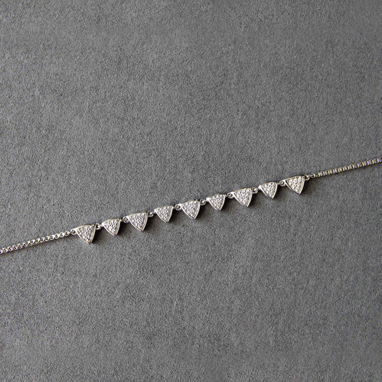 1/4 Cttw Diamond Triangle Anklet in 925 Sterling Silver