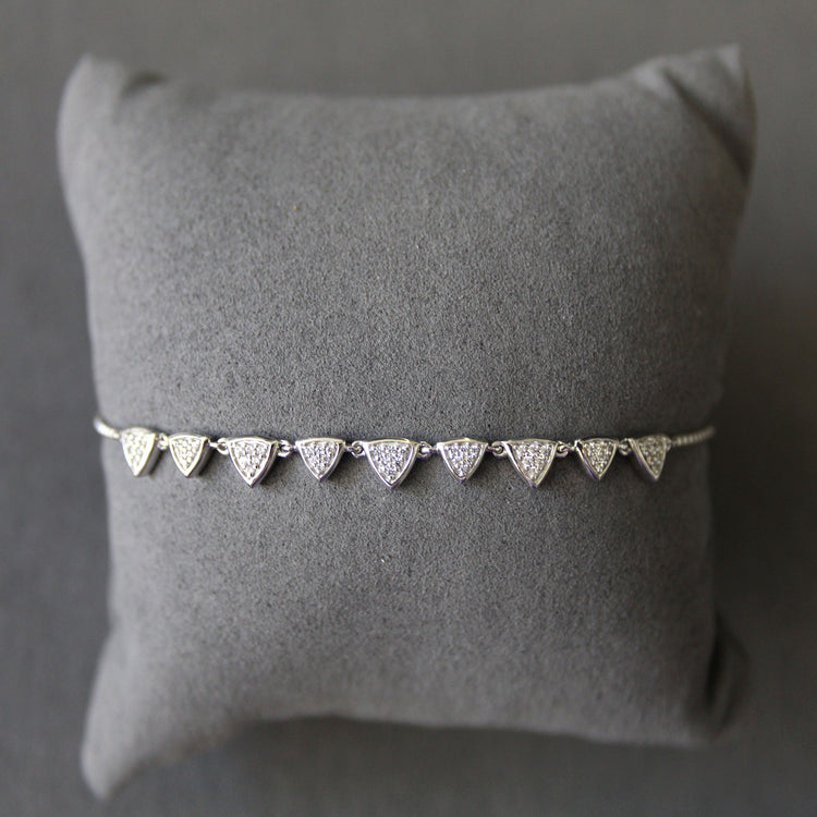 1/4 Cttw Diamond Triangle Anklet in 925 Sterling Silver