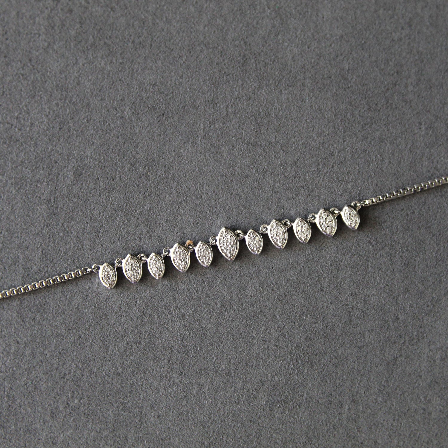 1/4 Cttw Diamond Marquise Anklet in 925 Sterling Silver
