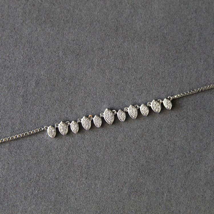 1/4 Cttw Diamond Marquise Anklet in 925 Sterling Silver