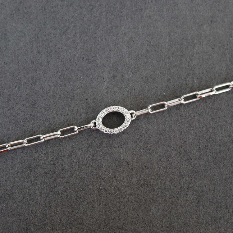 1/6 Cttw Natural Diamond Pave Oval Link Chain 7" Bracelet in 925 Sterling Silver