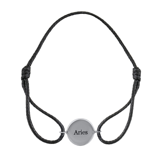 Zodiac Adjustable Nylon Cord Bracelet in 925 Sterling Silver with Natural or Lab-Grown Diamonds (1/20 CTW)