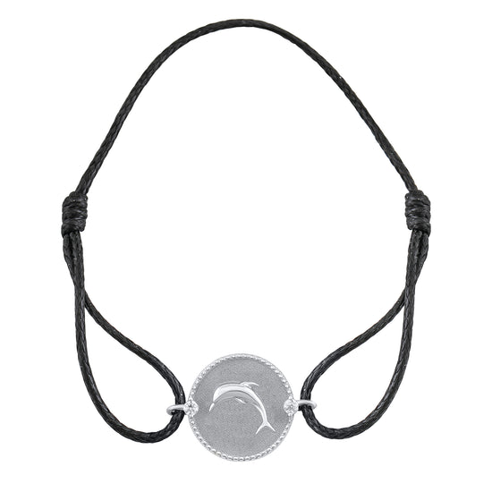 Adjustable Medallion Motif Nylon Cord Bracelet in 925 Sterling Silver with Natural or Lab-Grown Diamonds
