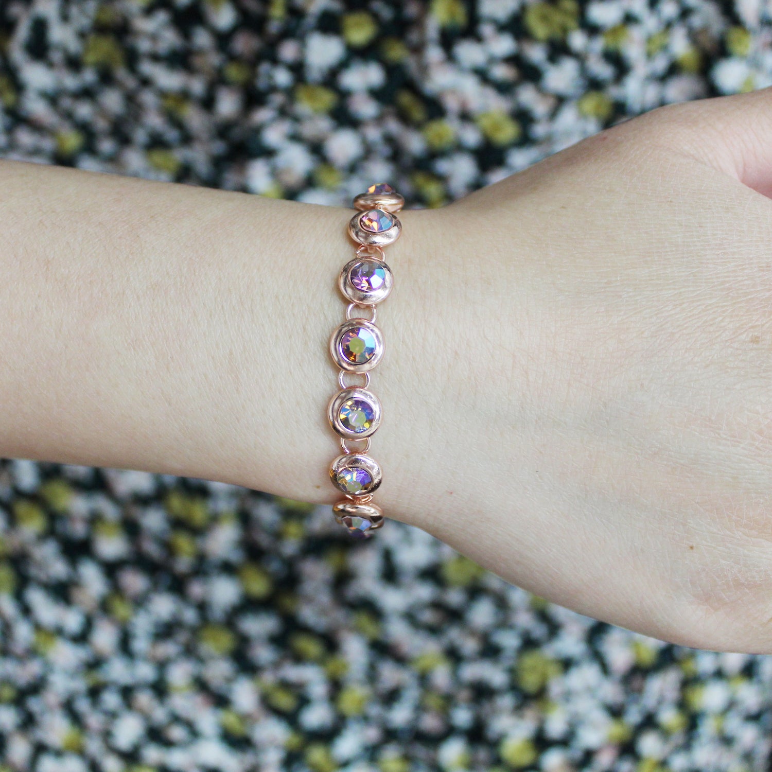 10 Cttw 7.5" Tennis Bracelet Made with Swarovski Crystals in Pink Rose Gold