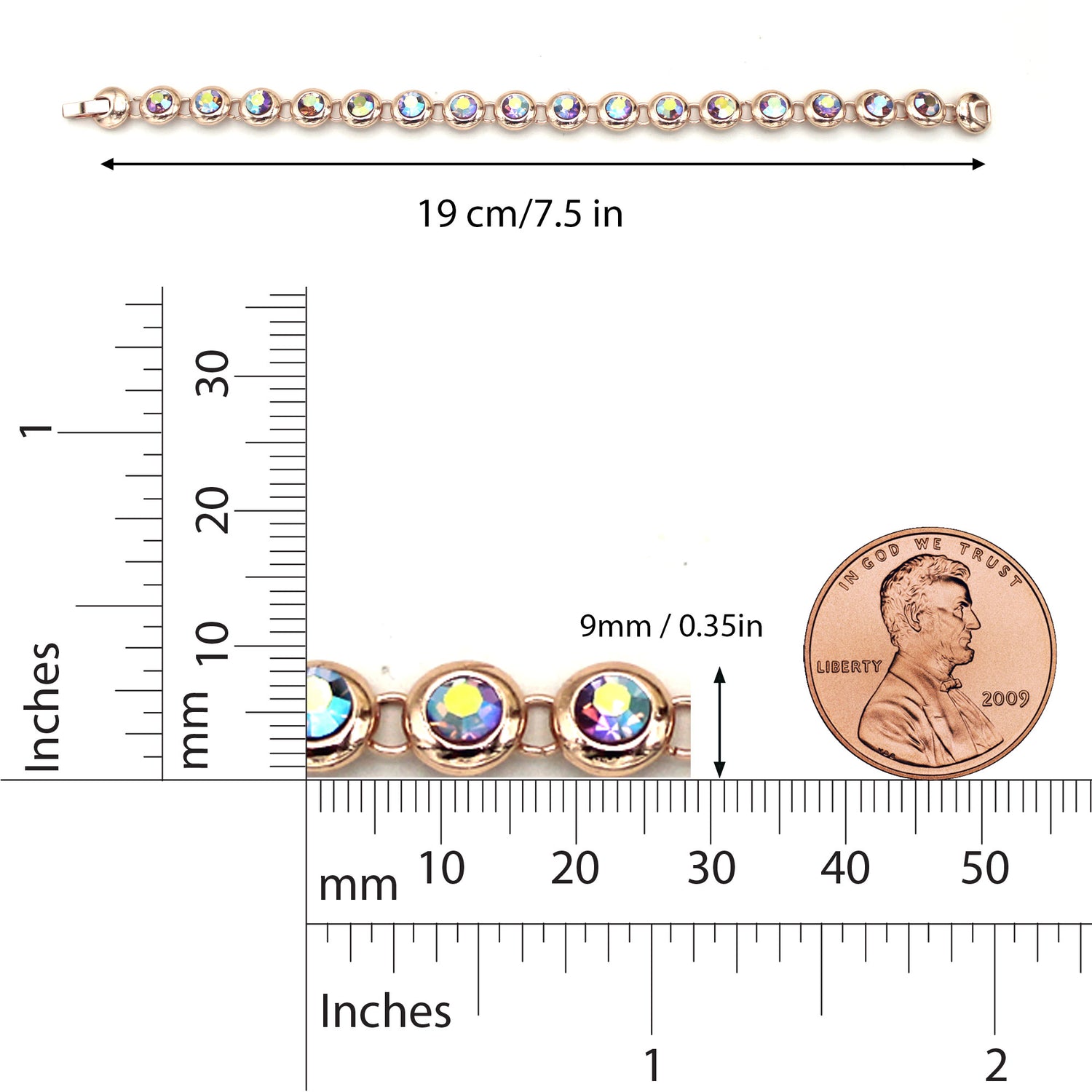 10 Cttw 7.5" Tennis Bracelet Made with Swarovski Crystals in Pink Rose Gold