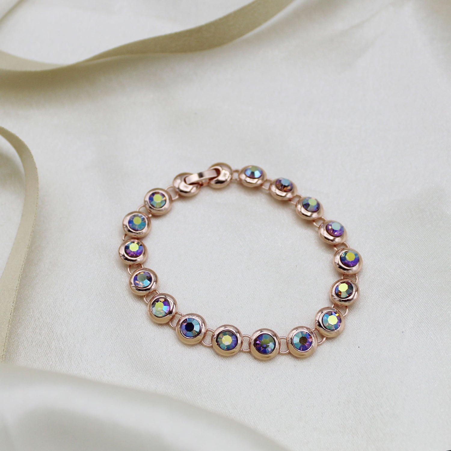10 Cttw 7.5" Tennis Bracelet Made with Swarovski Crystals in Pink Rose Gold