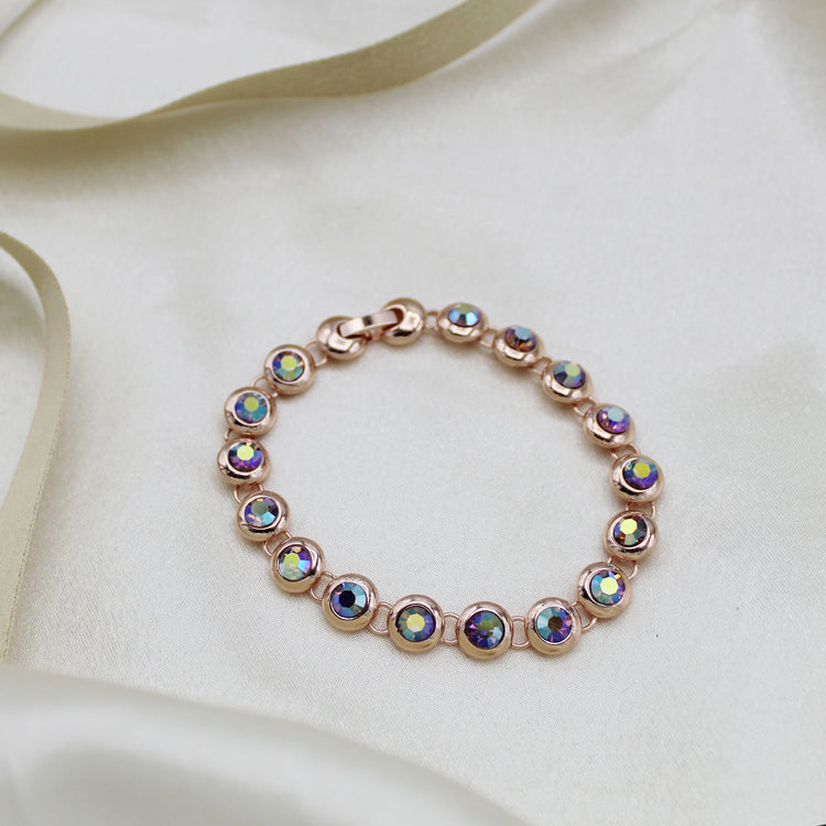 10 Cttw 7.5" Tennis Bracelet Made with Swarovski Crystals in Pink Rose Gold