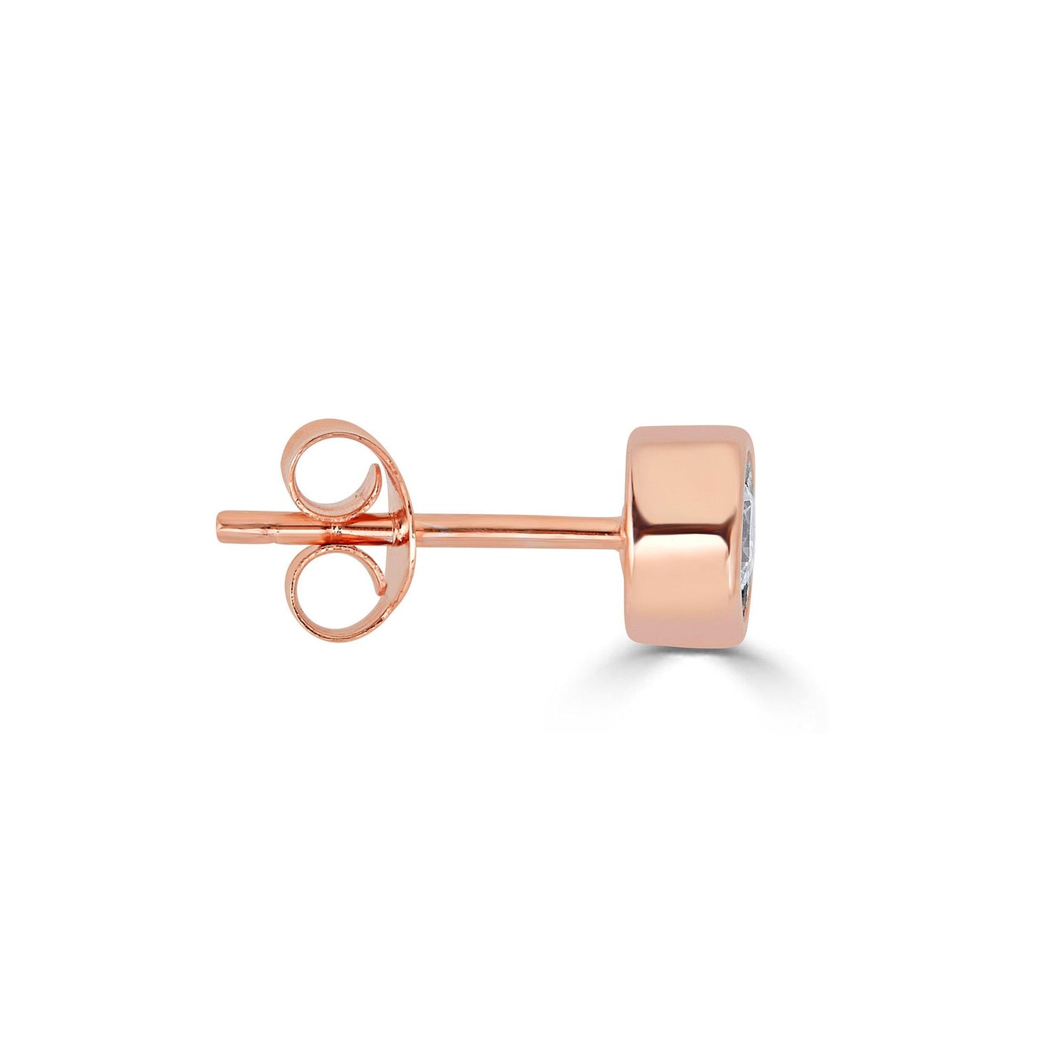 SINGLE 1/2 - 1/4 Cttw 14K Gold Bezel Set (I1-I2 Clarity) Round Natural Diamond Stud Earrings