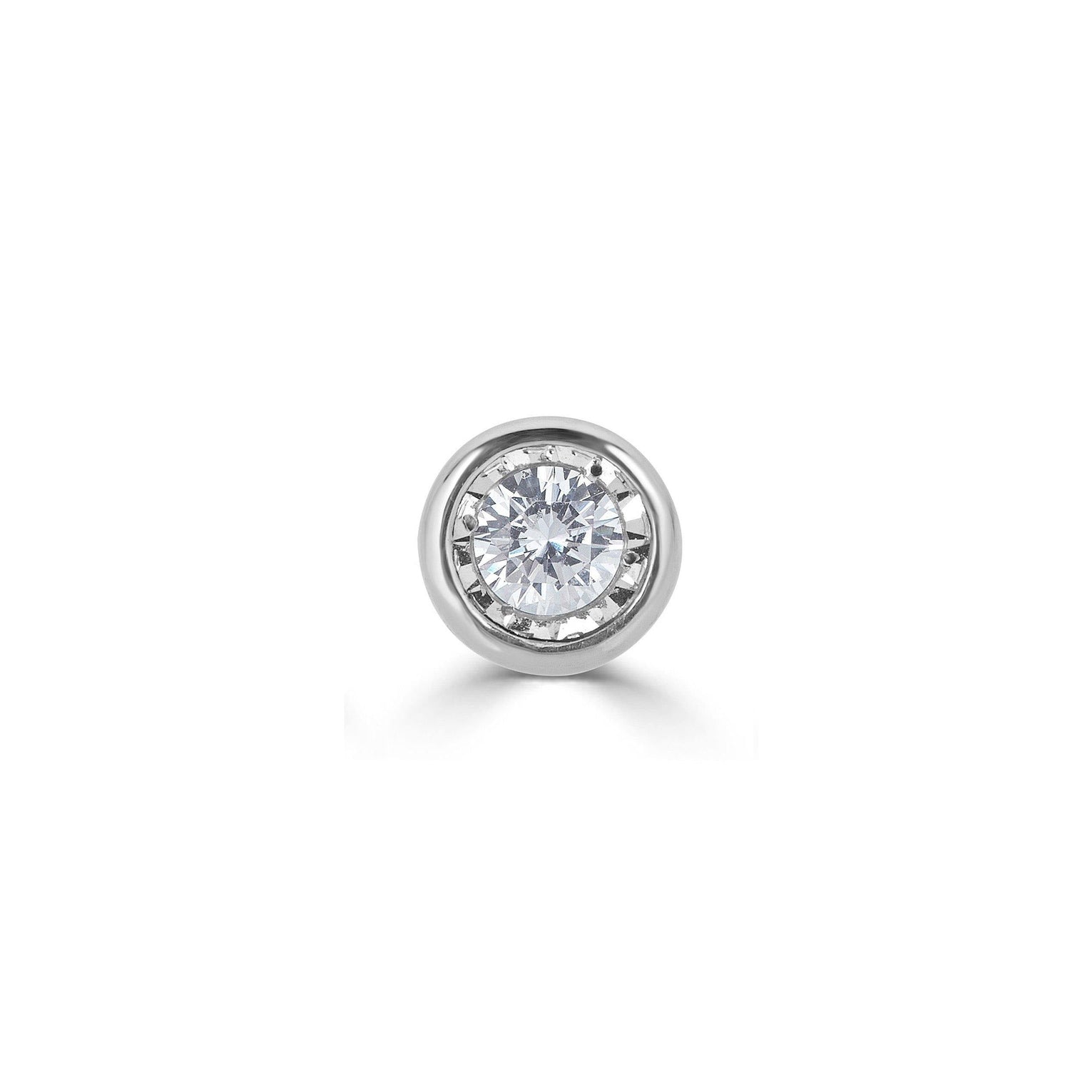 SINGLE 1/2 - 1/4 Cttw 14K Gold Bezel Set (I1-I2 Clarity) Round Natural Diamond Stud Earrings