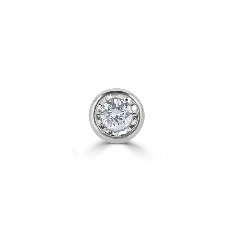 SINGLE 1/2 - 1/4 Cttw 14K Gold Bezel Set (I1-I2 Clarity) Round Natural Diamond Stud Earrings