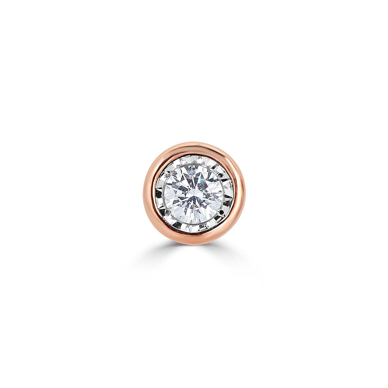 SINGLE 1/2 - 1/4 Cttw 14K Gold Bezel Set (I1-I2 Clarity) Round Natural Diamond Stud Earrings