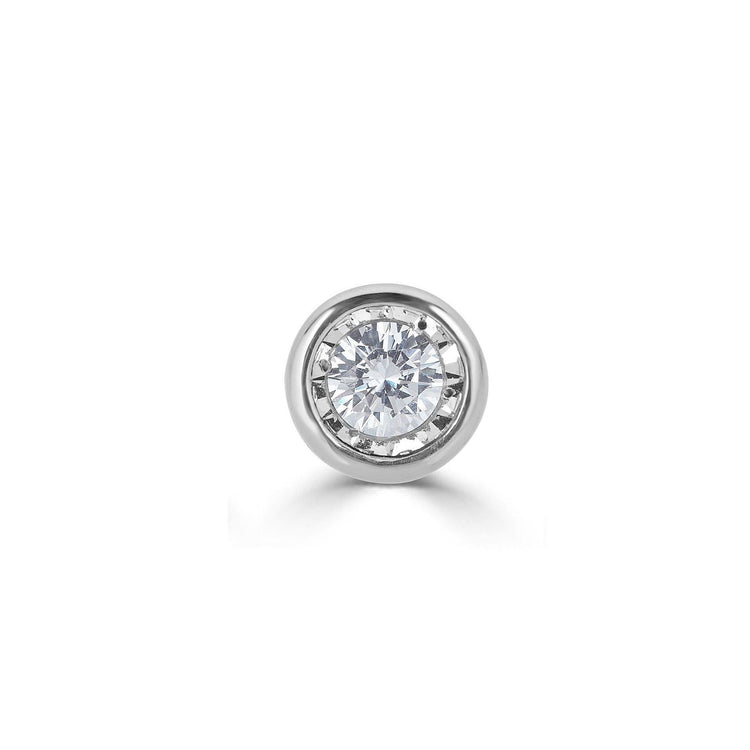 SINGLE 1/2 - 1/4 Cttw 14K Gold Bezel Set (I1-I2 Clarity) Round Natural Diamond Stud Earrings