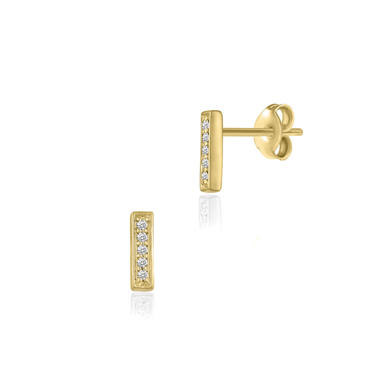 1/20 Ctw Natural LAB-Grown Diamonds Bar Dainty Earrings in 925 Sterling Silver