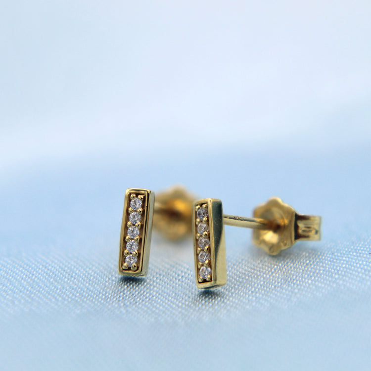 1/20 Ctw Natural LAB-Grown Diamonds Bar Dainty Earrings in 925 Sterling Silver