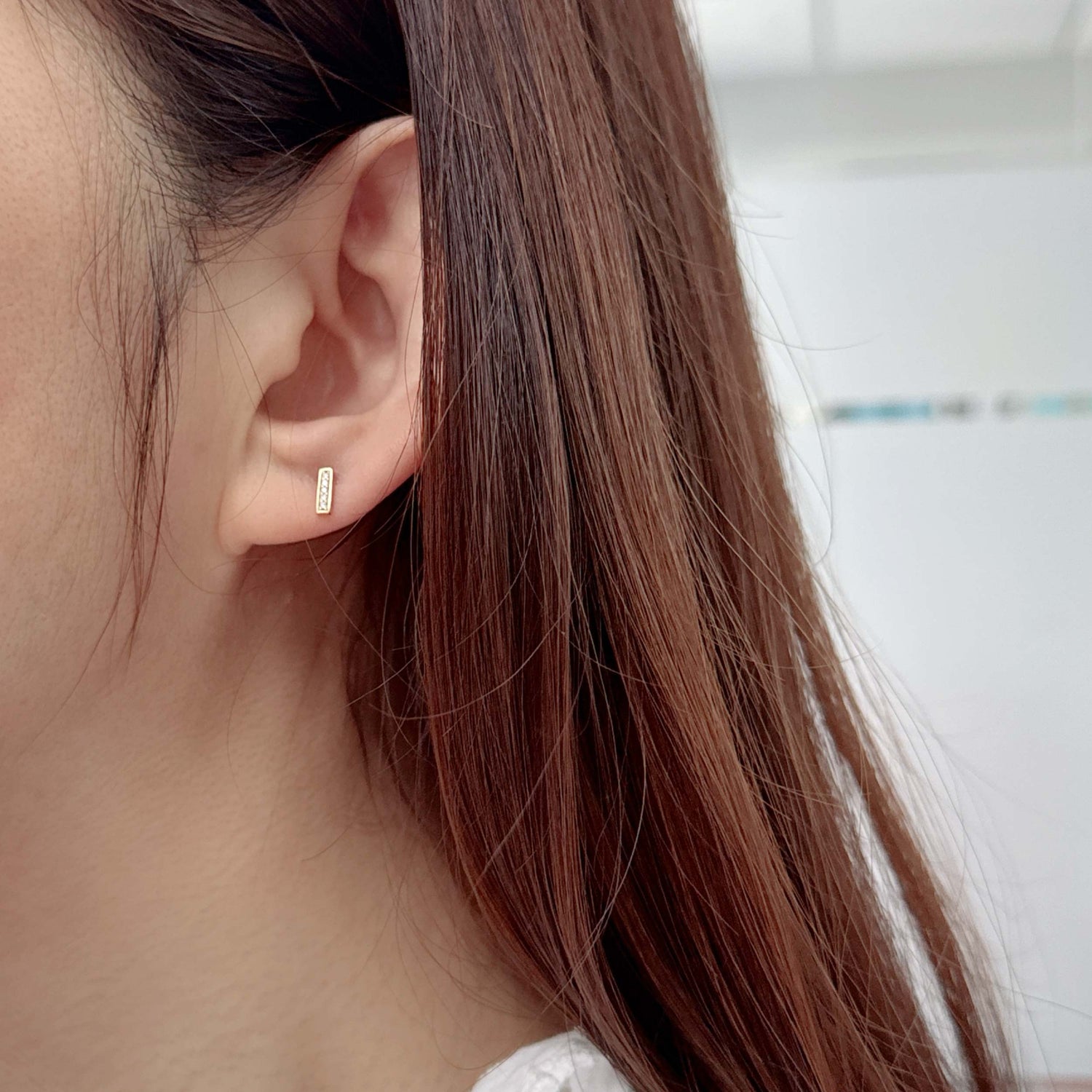 1/20 Ctw Natural LAB-Grown Diamonds Bar Dainty Earrings in 925 Sterling Silver