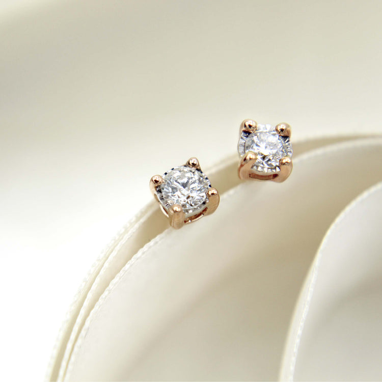 3/4 CTW (I2 Clarity) Natural Diamond Studs Earrings in14K White Gold/Yellow Gold/Rose Gold