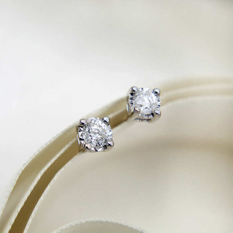 3/4 CTW (I2 Clarity) Natural Diamond Studs Earrings in14K White Gold/Yellow Gold/Rose Gold