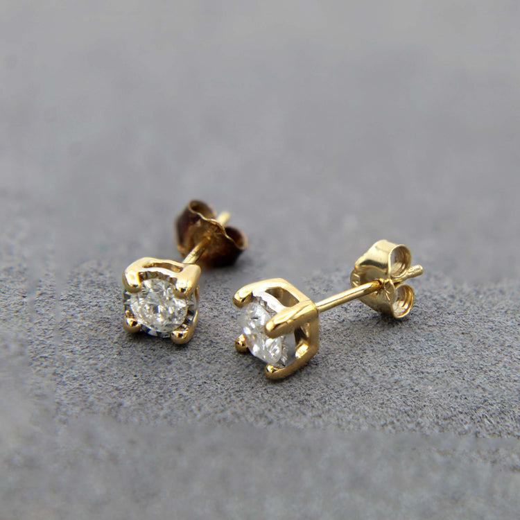 3/4 CTW (I2 Clarity) Natural Diamond Studs Earrings in14K White Gold/Yellow Gold/Rose Gold