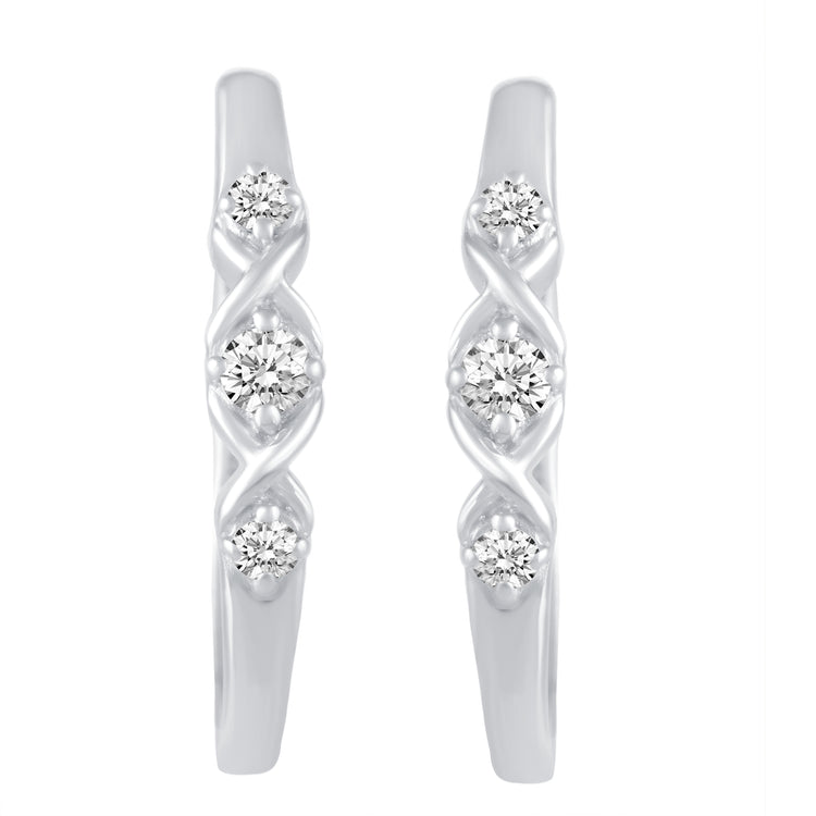 1/4 Cttw Diamond Infinity Oval Hoop Earrings set in 925 Sterling Silver