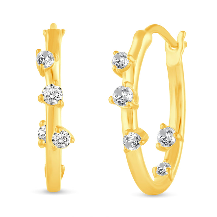 1/3 - 1 1/2 Ctw Diamond Enchant Galaxy Hoop Earrings in 925 Sterling Silver Yellow Gold