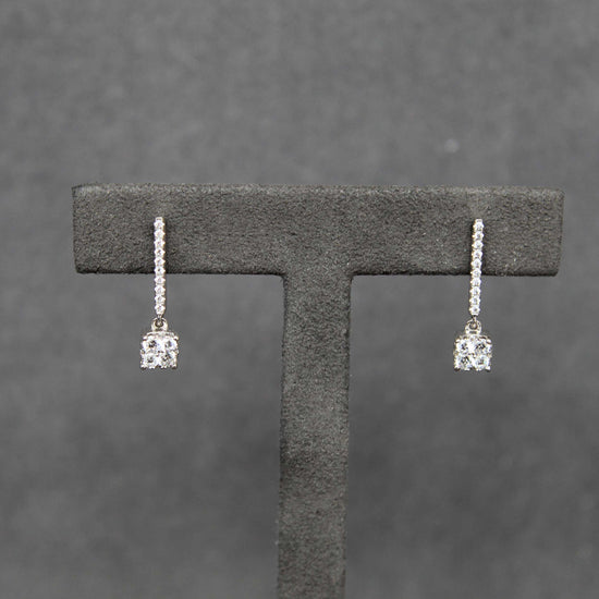 1/2 Ctw Natural Diamonds Cushion Dangle Drop Earrings in 925 Sterling Silver