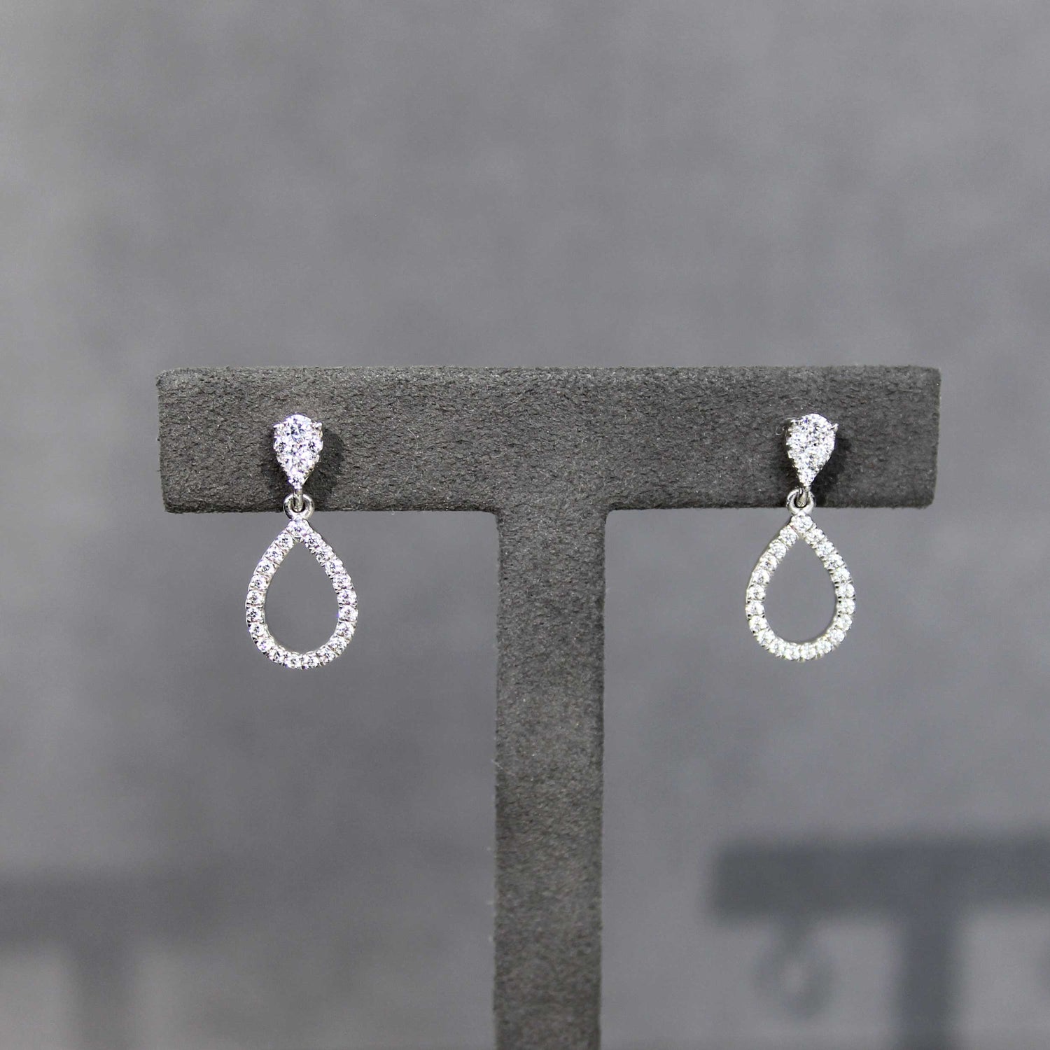 1/2 Ctw Natural Diamonds Double Teardrop Pear Shape Dangle Drop Earrings in 925 Sterling Silver