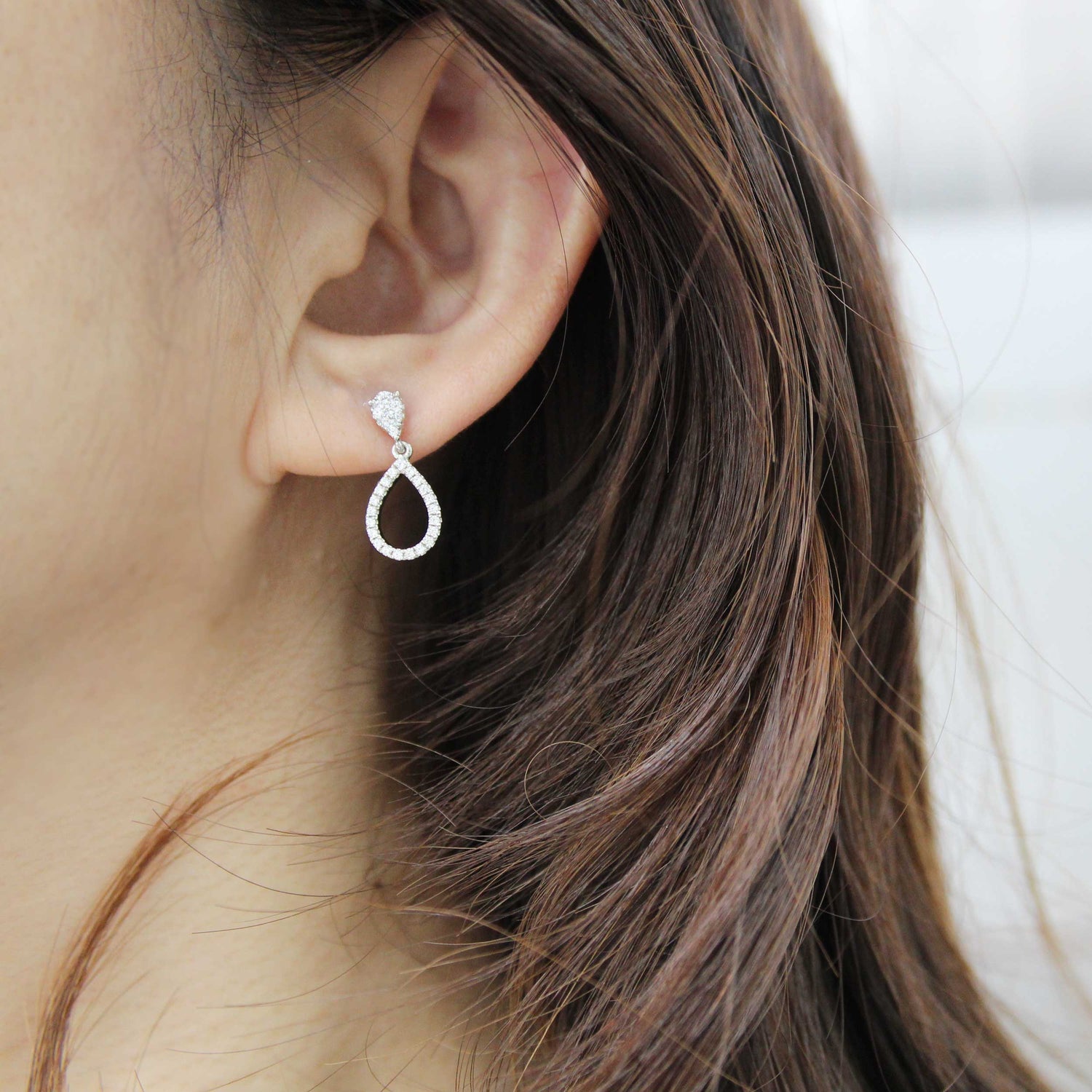 1/2 Ctw Natural Diamonds Double Teardrop Pear Shape Dangle Drop Earrings in 925 Sterling Silver