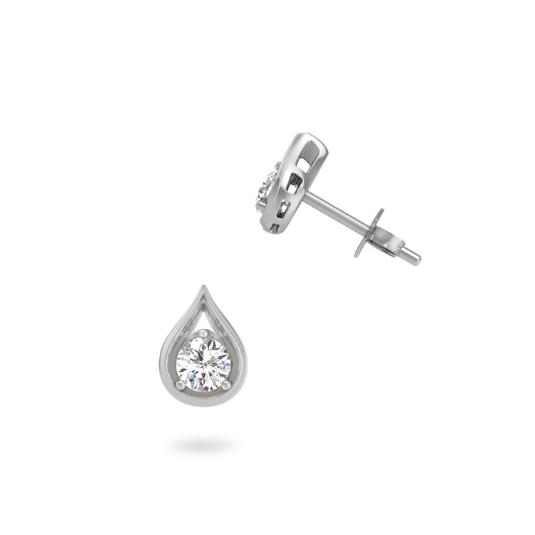 1/5-1/3 Cttw Diamond Teardrop Pear shape Stud Earrings available in K18 Yellow Gold vermeil and 925 Sterling Silver Rhodium Plating fifth and fine jewelry