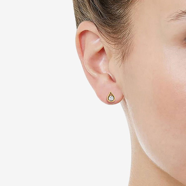 1/5-1/3 Cttw Diamond Teardrop Pear shape Stud Earrings available in K18 Yellow Gold vermeil and 925 Sterling Silver Rhodium Plating fifth and fine jewelry