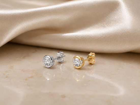 Round Lab-Grown Diamond Stud Earrings in 925 Sterling Silver (1/2 CT TW)