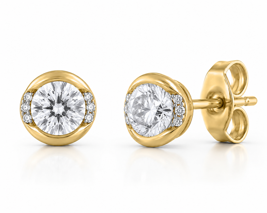Round Lab-Grown Diamond Stud Earrings in 925 Sterling Silver (1/2 CT TW)