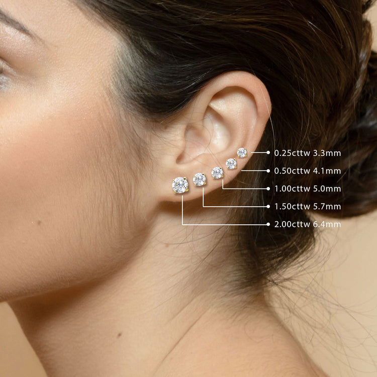 Certified (SI2-I1) 1/5ct TW to 2.00ct TW Lab-grown Diamond Earrings-14K Gold-Screw Back fifth and fine jewelry