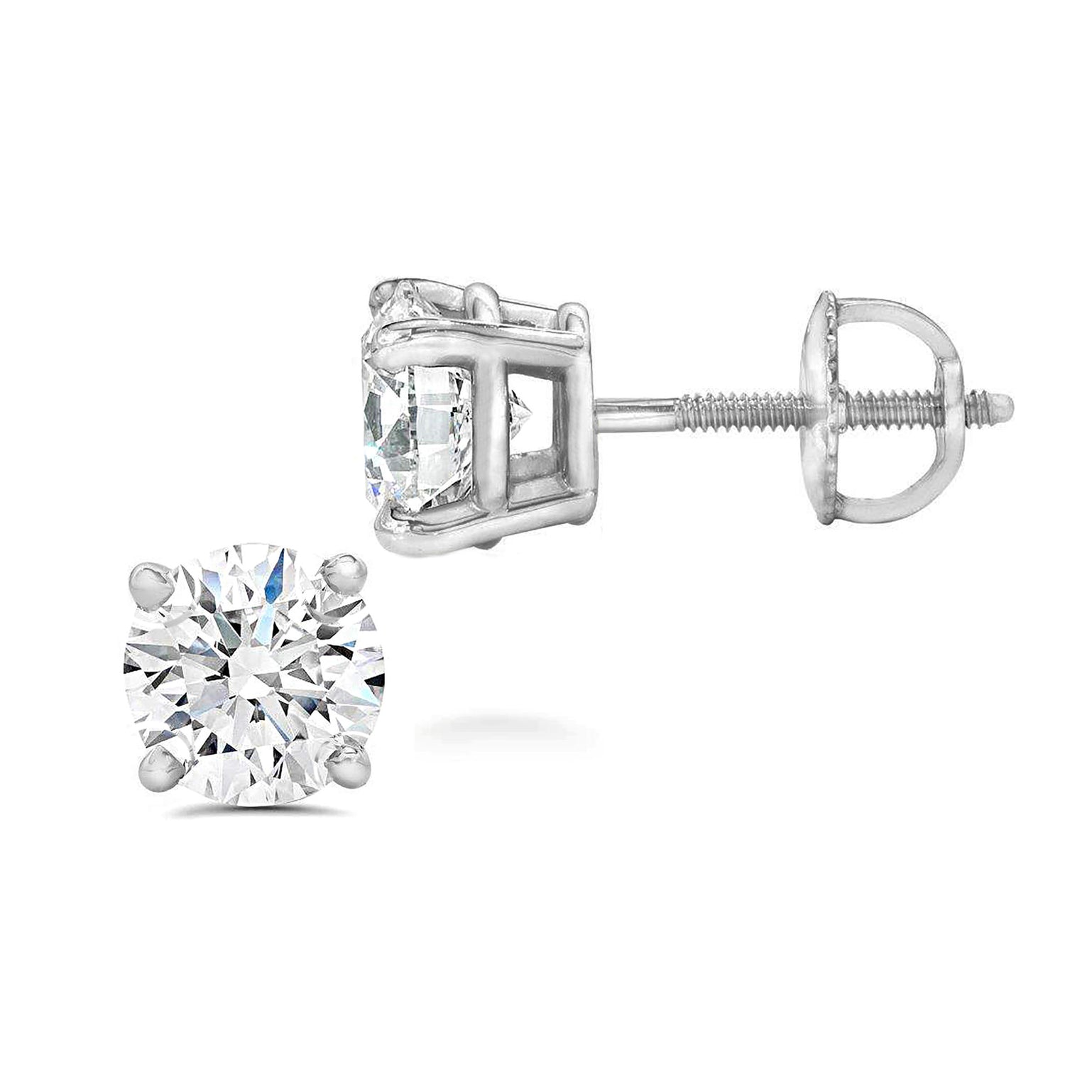 Certified (SI2-I1) 1/5ct TW to 2.00ct TW Lab-grown Diamond Earrings-14K Gold-Screw Back fifth and fine jewelry