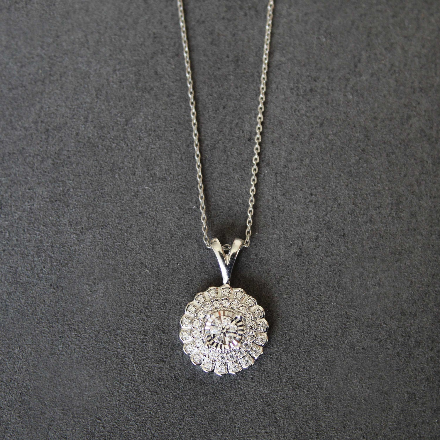 1/4CT TW Diamond Vintage Round Cluster Pendant in 925 Sterling Silver
