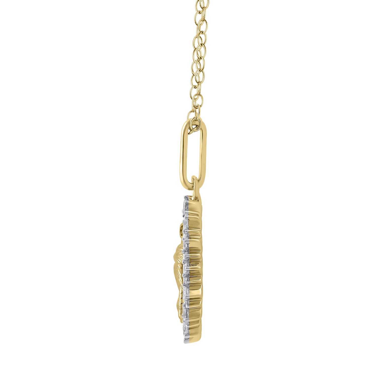 1/4 Cttw Diamond Palm Tree Medallion Coin Necklace fifth and fine jewelry k14 yellow gold 925 sterling silver