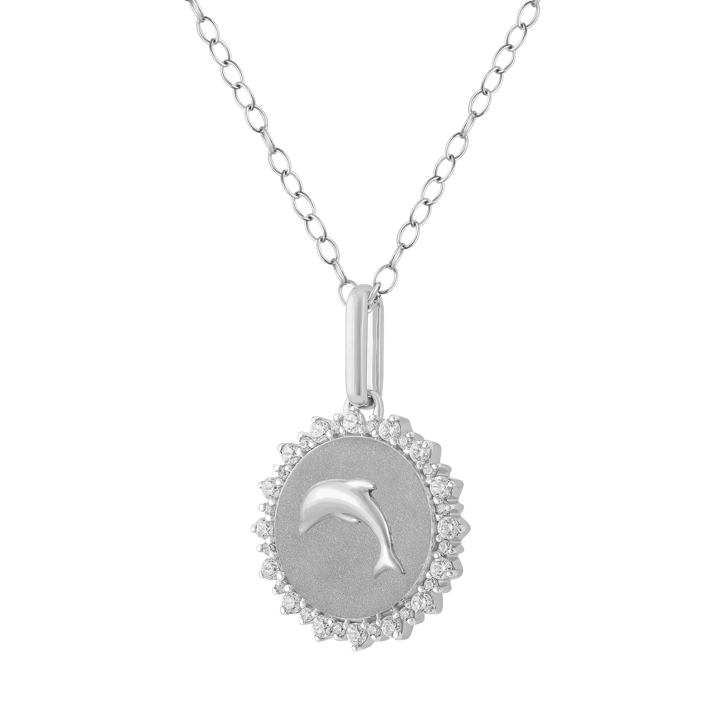1/4 Cttw Diamond Dolphin Medallion Coin Necklace fifth and fine k14 yellow gold