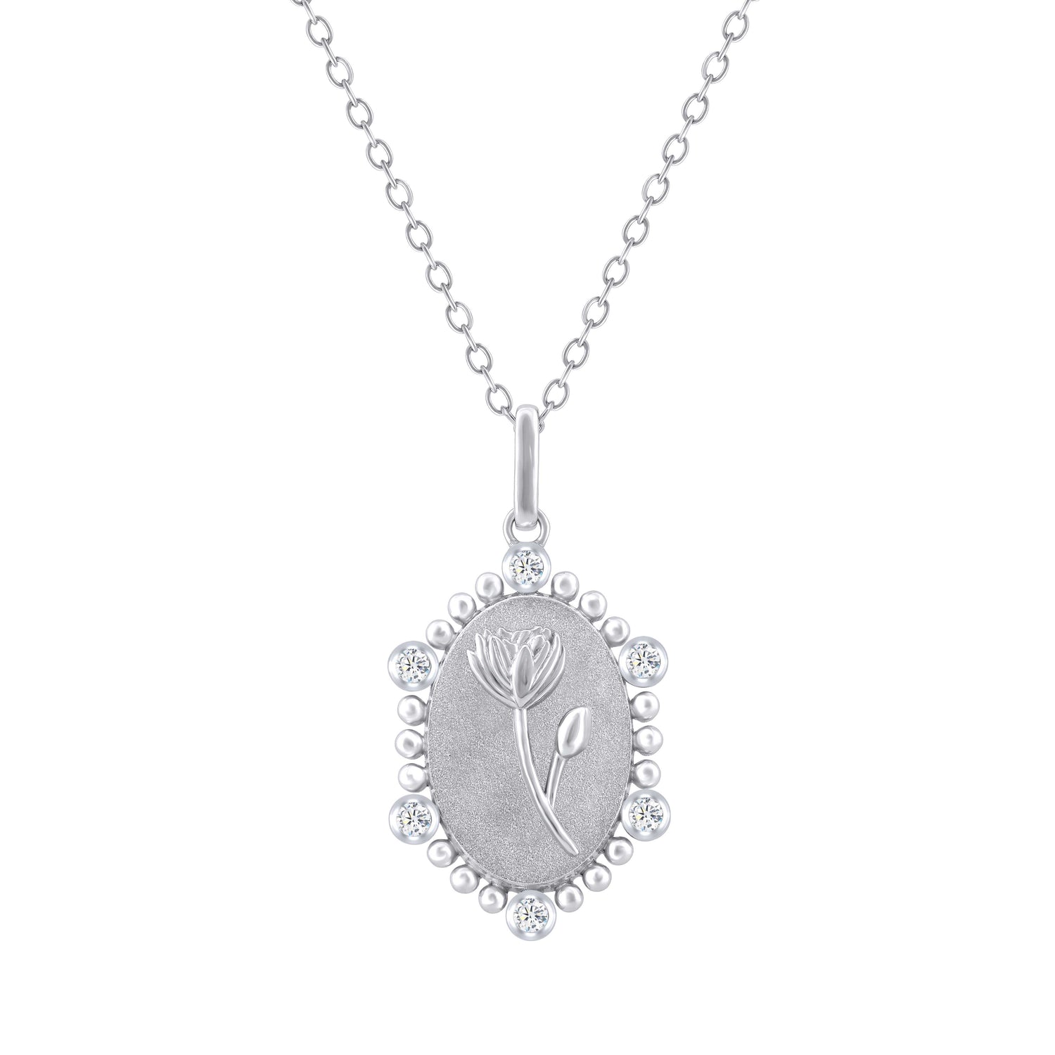 1/10 Cttw Diamond Birth Flower Necklace : July Water Lily fifth and fine jewelry K18 yellow gold sterling silver 925