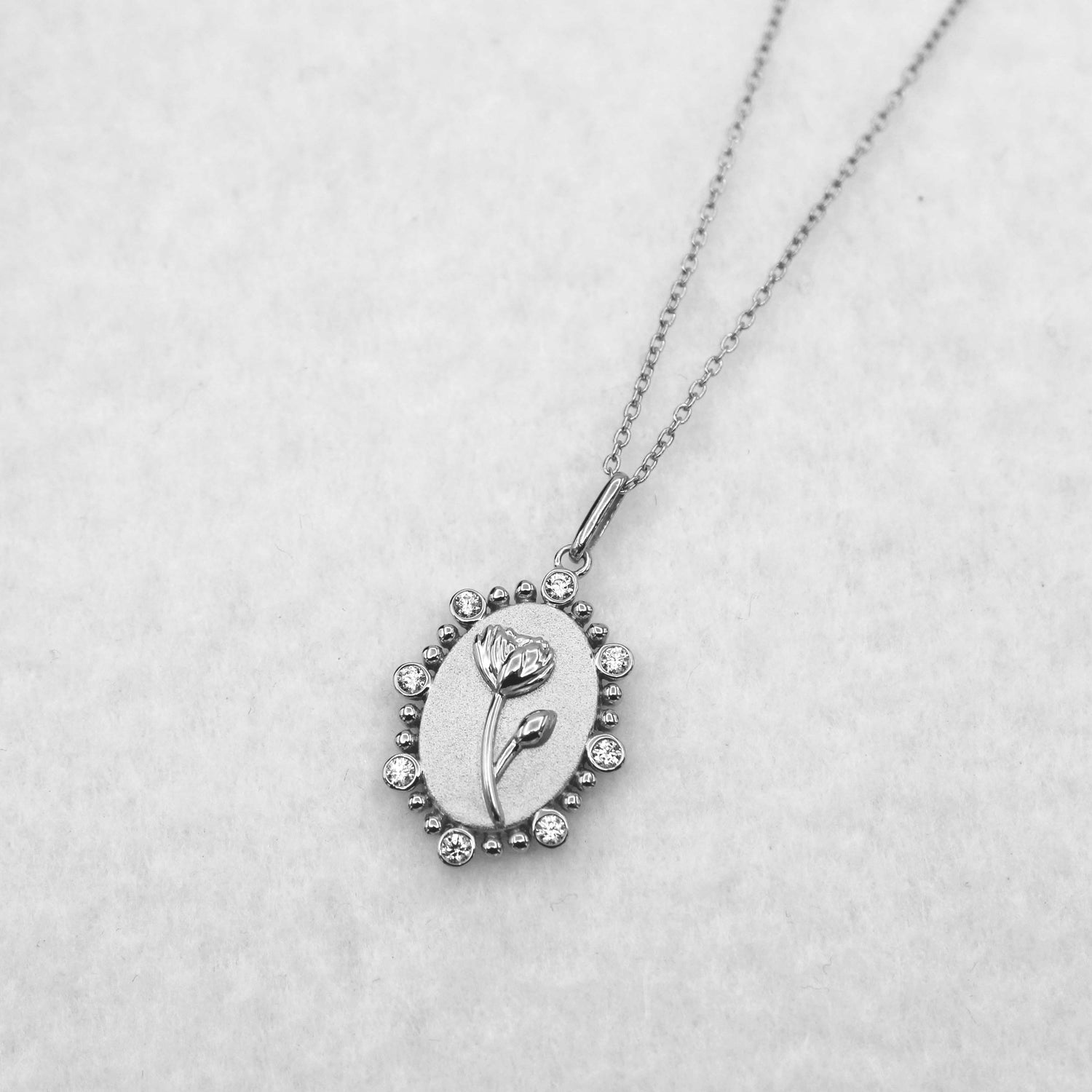 1/10 Cttw Diamond Birth Flower Necklace : July Water Lily fifth and fine jewelry K18 yellow gold sterling silver 925