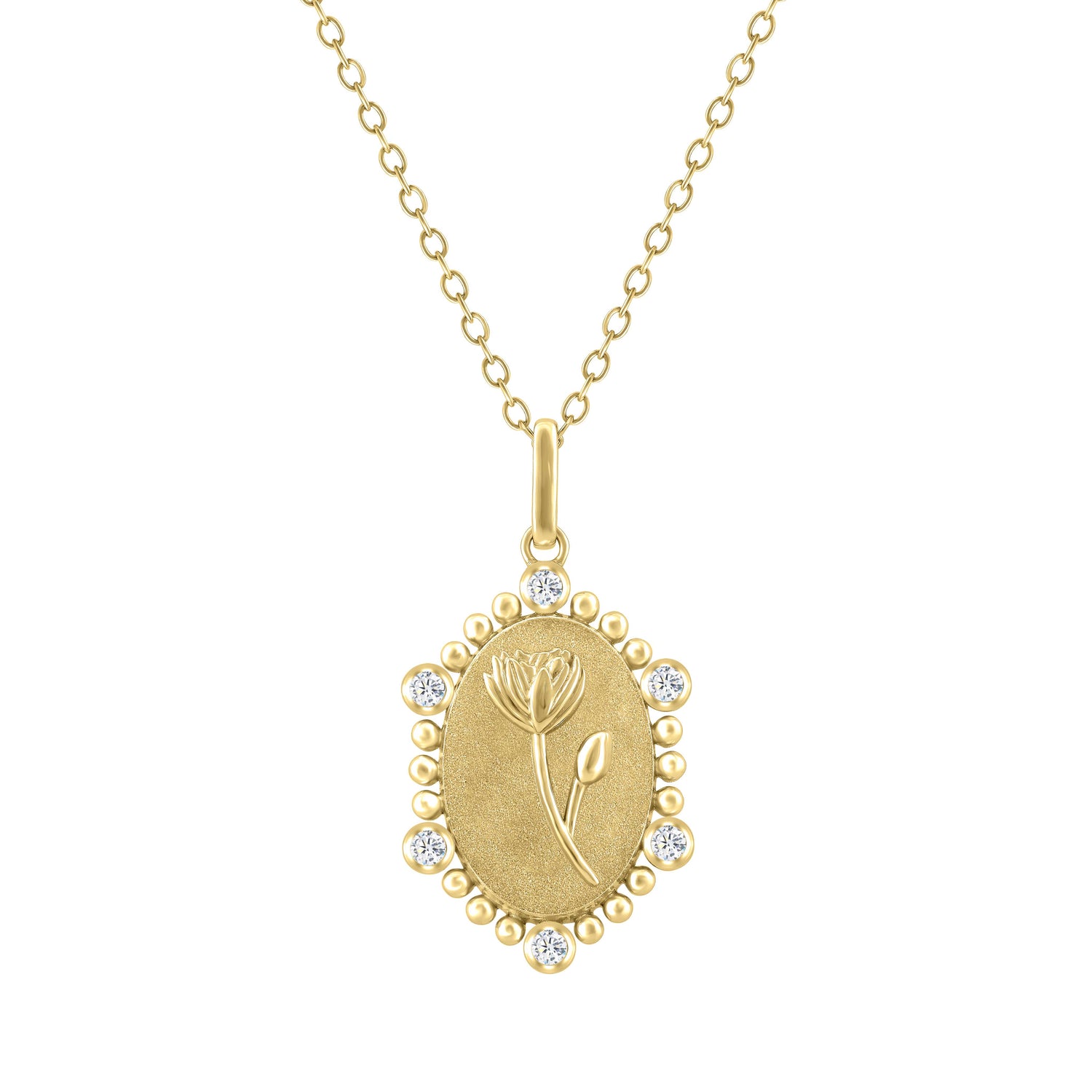 1/10 Cttw Diamond Birth Flower Necklace : July Water Lily fifth and fine jewelry K18 yellow gold sterling silver 925