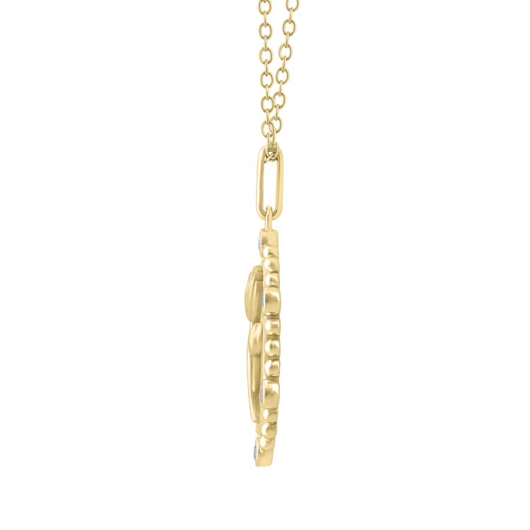 1/10 Cttw Diamond Birth Flower Necklace : July Water Lily fifth and fine jewelry K18 yellow gold sterling silver 925