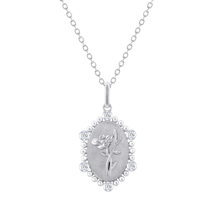 1/10 Cttw Diamond Birth Flower Necklace 18K Gold Vermeil : August Water Lily fifth and fine jewelry sterling silver 925