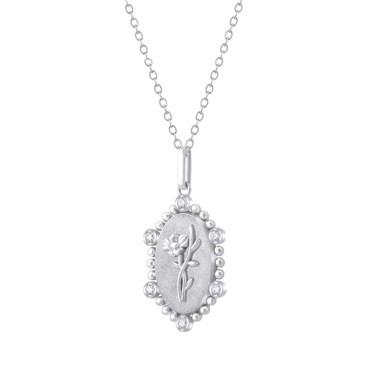 1/10 Cttw Diamond Birth Flower Necklace 18K Gold Vermeil : August Water Lily fifth and fine jewelry sterling silver 925